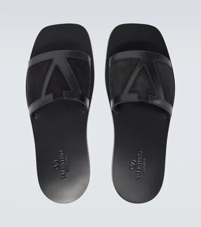 Valentino Garavani Superstar Leather Sandals For Modern Elegance In Black