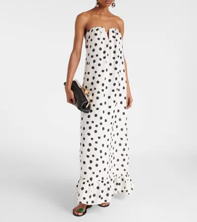 Adriana Degreas Polka-dot Bustier Dress In White