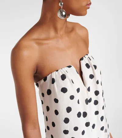 Adriana Degreas Polka-dot Bustier Dress In White