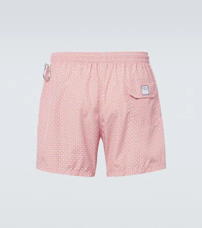 Fedeli Madeira Printed Swim Trunks In Orange