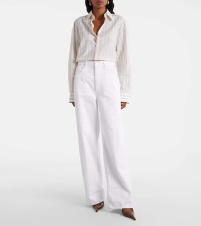 Citizen Of Humanity Ayla Raw-hem Cropped Wide-leg Jeans In White