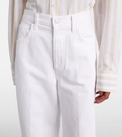 Citizen Of Humanity Ayla Raw-hem Cropped Wide-leg Jeans In White
