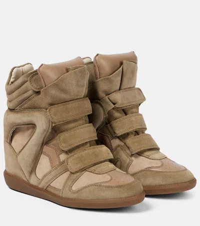 Isabel Marant Bekett Leather And Suede Wedge Sneakers