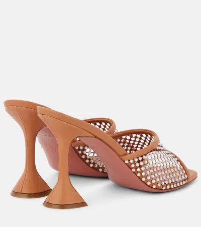 Amina Muaddi Women's Lupita Crystal Net 95 Sandals In Brown