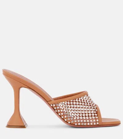Amina Muaddi Women's Lupita Crystal Net 95 Sandals In Brown