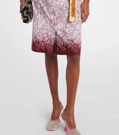 Dries Van Noten Womens Burgundy Abstract-print Belted Cotton-poplin Midi Dress