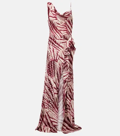 Dries Van Noten Deyon Printed One-shoulder Draped Gown In Multi