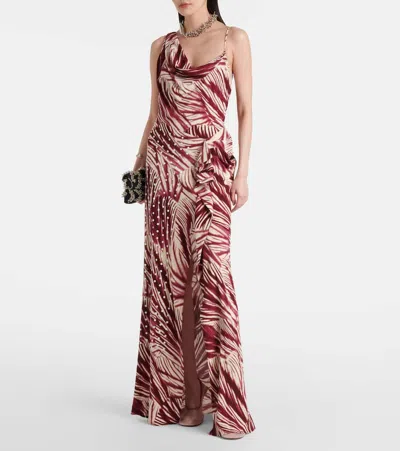 Dries Van Noten Deyon Printed One-shoulder Draped Gown In Multi