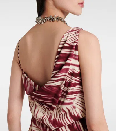 Dries Van Noten Deyon Printed One-shoulder Draped Gown In Multi
