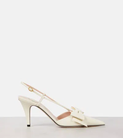 Valentino Garavani Valentino Bowow 85 Leather Slingback Pump In White