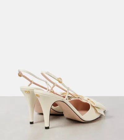 Valentino Garavani Valentino Bowow 85 Leather Slingback Pump In White