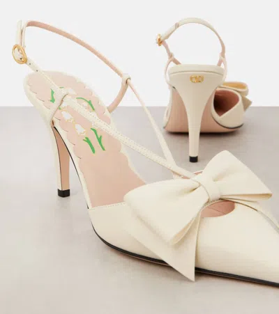 Valentino Garavani Valentino Bowow 85 Leather Slingback Pump In White