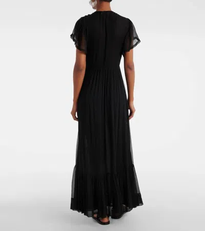 Isabel Marant Agathe Gathered Silk Maxi Dress In Black