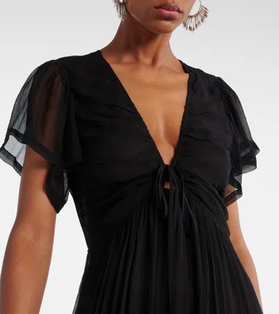 Isabel Marant Agathe Gathered Silk Maxi Dress In Black