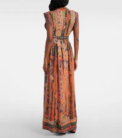Isabel Marant Melissa Belted Paisley-print Silk Maxi Dress In Orange