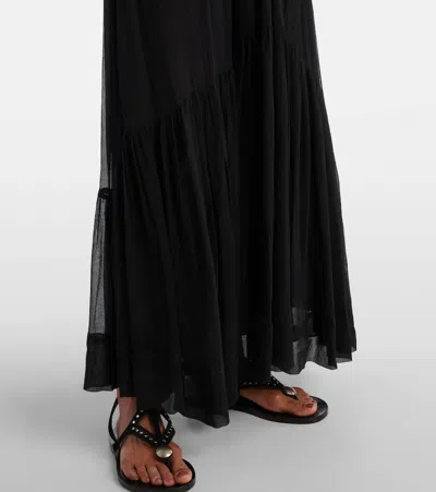 Isabel Marant Agathe Gathered Silk Maxi Dress In Black