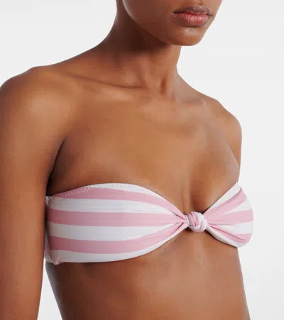 KNOTTED条纹抹胸式比基尼上装