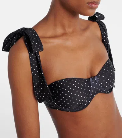 Same Lady Polka-dot Bikini Top In Black