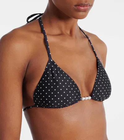Same Embellished Polka-dot Bikini Top In Black