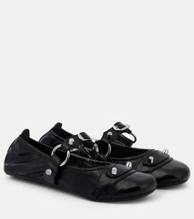 Balenciaga City Nappa Leather Ballet Flats In Black