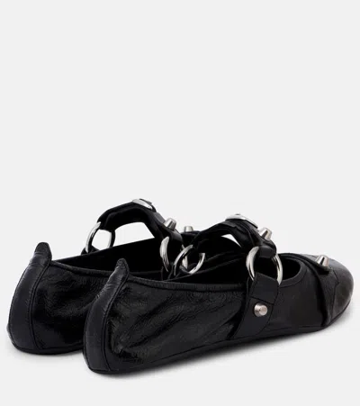 Balenciaga City Nappa Leather Ballet Flats In Black