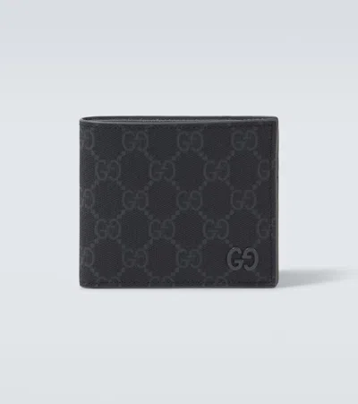 Gucci Gg Bi-fold Wallet With Grey Interior In Black