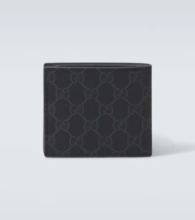 Gucci Gg Bi-fold Wallet With Grey Interior In Black