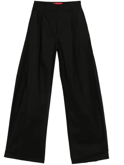 The Latest Thelatest Wide-leg Black Wool Blend Trousers