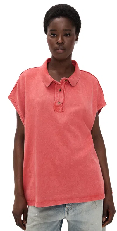 Free People Keep On Polo Fiery Red In Pink