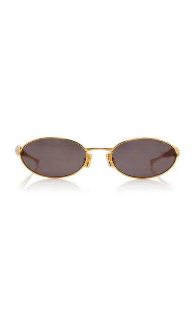 Bottega Veneta Womens Gold Bv1386s Sardine Oval-frame Metal Sunglasses