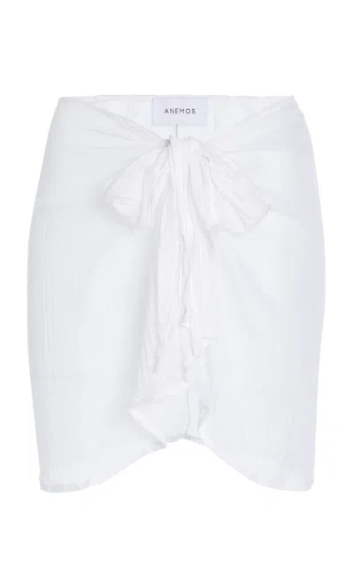 Anemos Wrap Mini Skirt Cover Up In Linen Cupro Blend In White