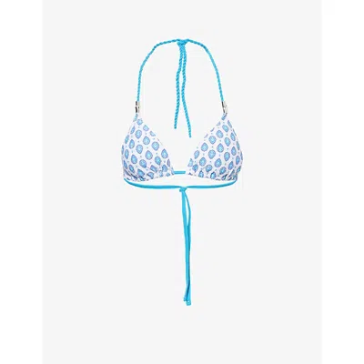 Heidi Klein Womens Prt-prt Reversible Triangle Bikini Top Xs In Blue