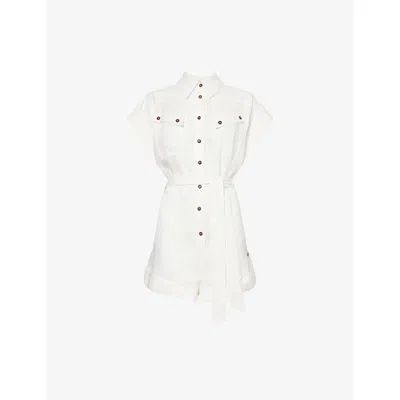 Zimmermann Rhiannon Cuffed Linen Playsuit In White