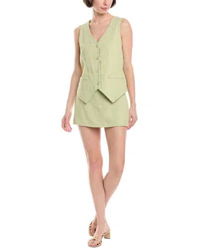 Amanda Uprichard Chatham Skort Linen-blend Romper In Green