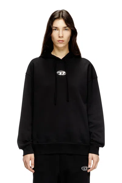 Diesel Hoodie With Metal-effect Oval D Logo In Black