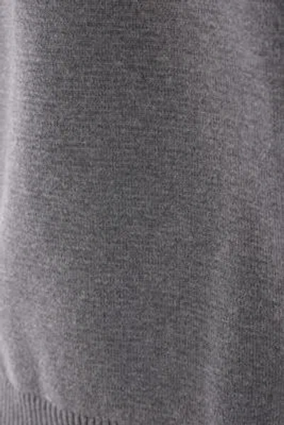Thom Browne Long-sleeve Grey Cotton T-shirt With Signature Stripes In Gray
