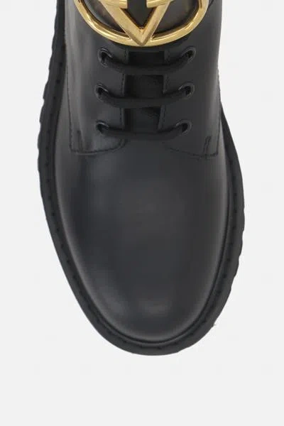 Valentino Garavani Dnu Pack Valentino Vlogo 35 Leather Combat Boot In Black