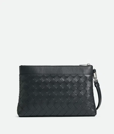 Bottega Veneta Men Intrecciato Prism Leather Pochette In Brown