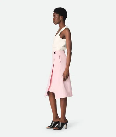 Bottega Veneta Wrap Skirt In Cotton With Asymmetric Hem In Pink