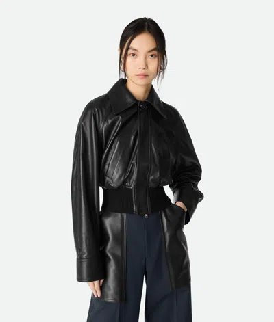 Bottega Veneta Short Lamb Leather Bomber Jacket