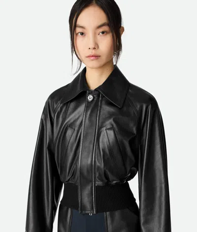 Bottega Veneta Short Lamb Leather Bomber Jacket