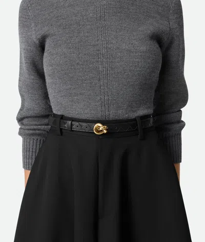 Bottega Veneta Cinturon Intr Negro Heb Nudo Dorado In Black