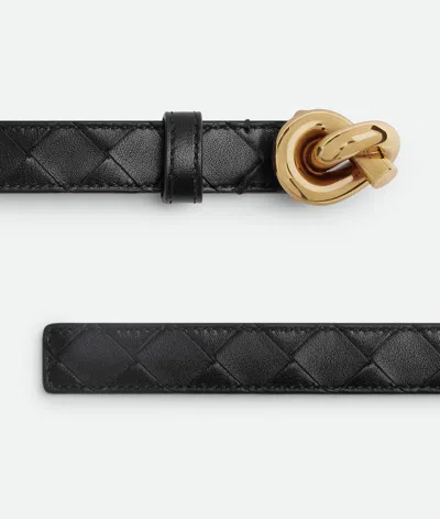 Bottega Veneta Cinturon Intr Negro Heb Nudo Dorado In Black