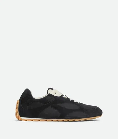 Bottega Veneta Black Suede And Nylon Orbit Flash Sneakers In Blue