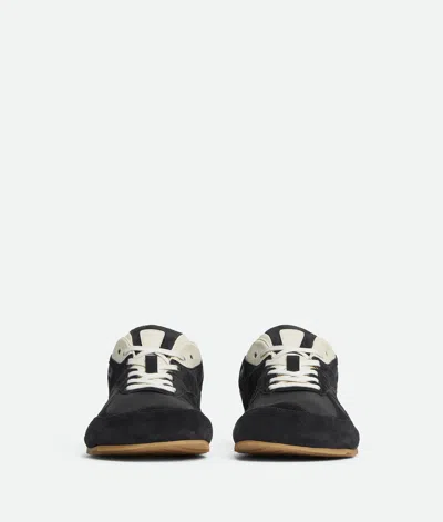 Bottega Veneta Black Suede And Nylon Orbit Flash Sneakers In Blue