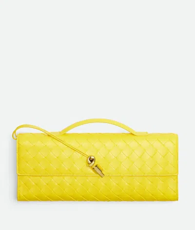 Bottega Veneta Long Andiamo Clutch Bag With Handle In Yellow
