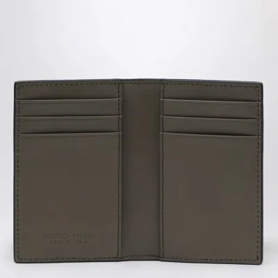 Bottega Veneta Cardholder With Flap In Blue/cypress Intrecciato