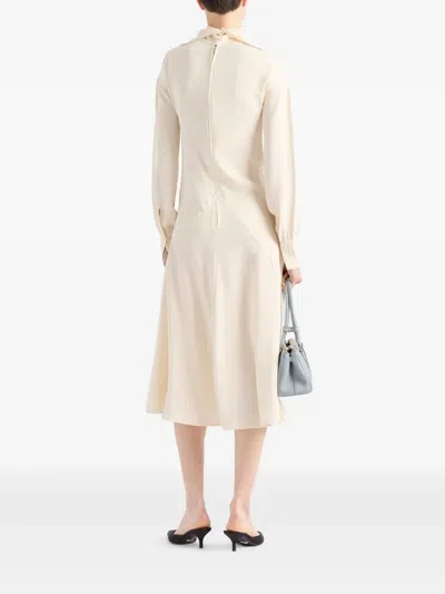 Prada Silk Broadcloth Midi-dress In Brown