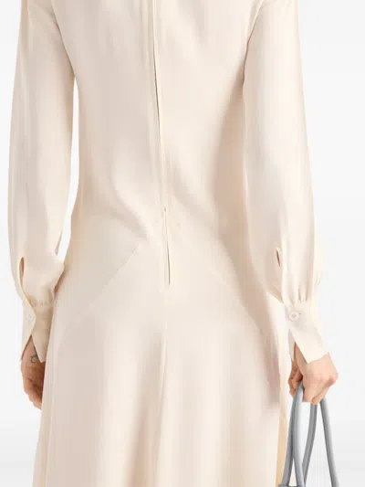 Prada Silk Broadcloth Midi-dress In Brown