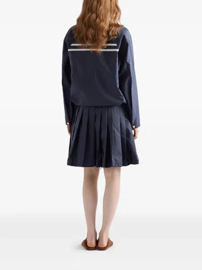 Prada Womens Blue Re Nylon Zip-up Pleated Woven Mini Skirt